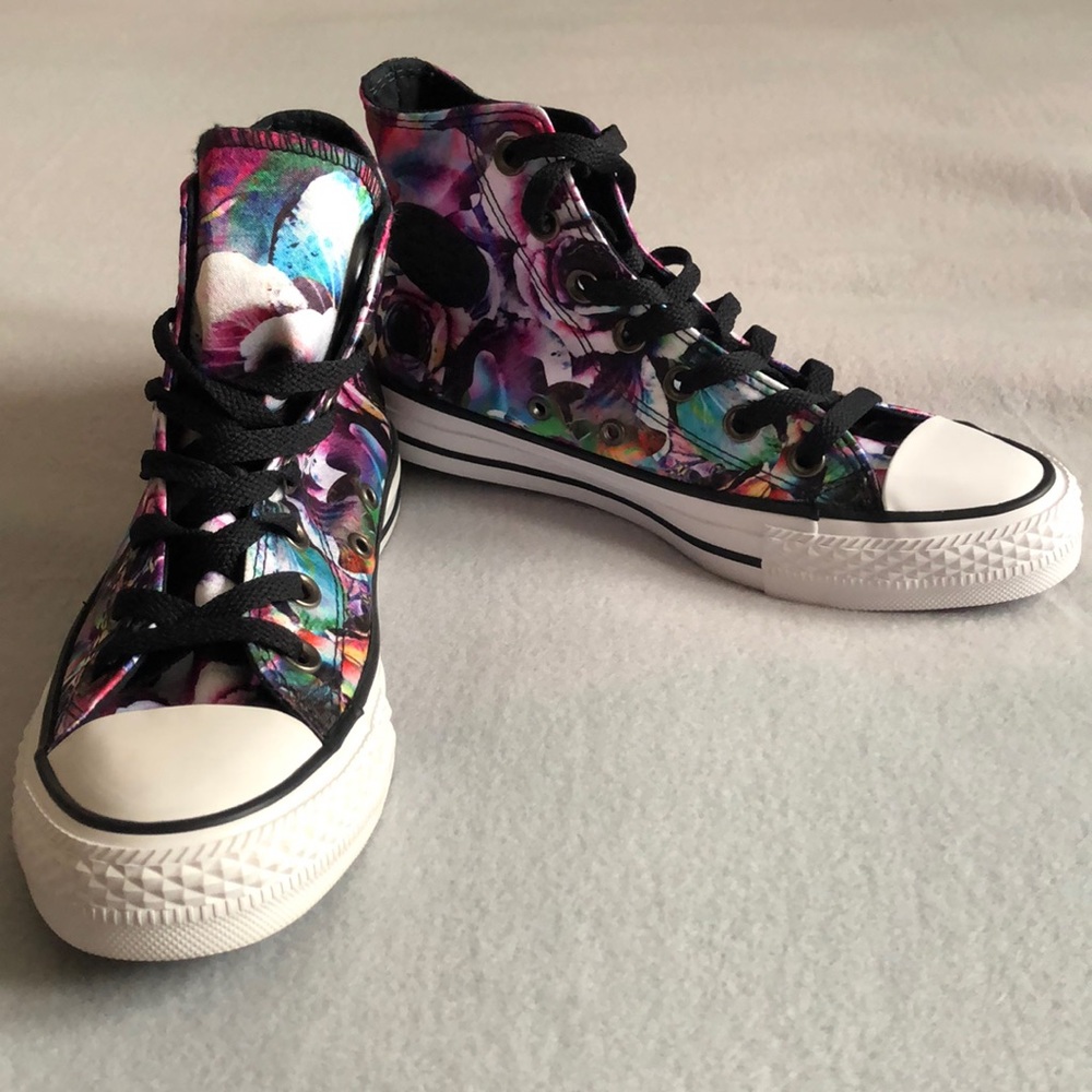Multi-colored Rose Converse Hightops